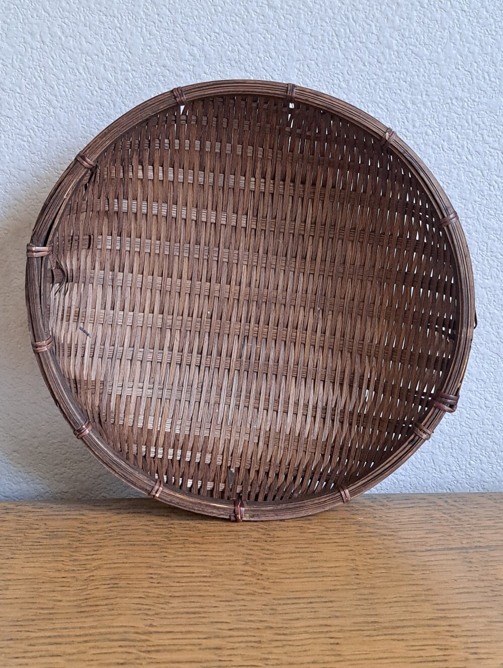 Vintage Winnowing Basket Dark Tone 10" W
